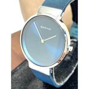 Bering Women's Watch 14531-308 Quartz Silver Blue Dial Mesh Stainless Steel 31mm